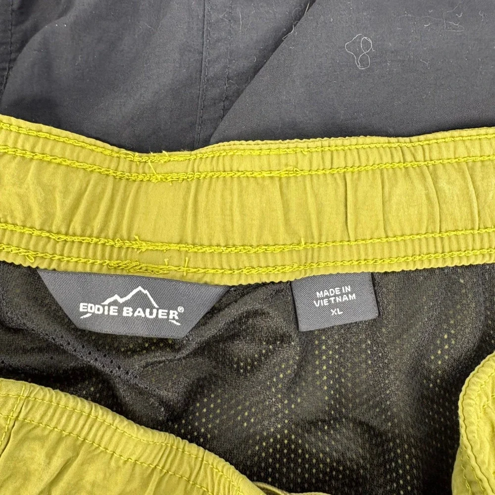 Eddie Bauer Swim Trunks Mens XL Black Olive Green 2 Pack Mesh Lined Cargo Pkts‎